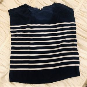 Joie silk navy striped top